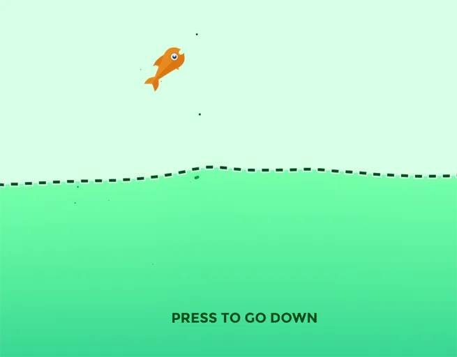 Press to dive while the fish is in the air