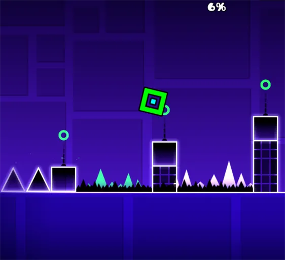 Jump the Web Dashers cube over spikes